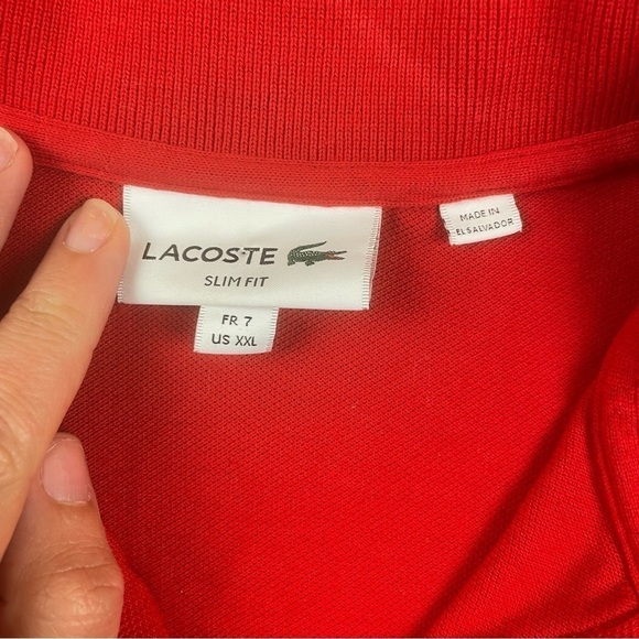 LACOSTE Men’s Red Short Sleeved Polo Shirt Slim Fit size: XXL - Picture 5 of 7
